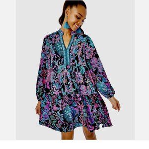 Lilly Pulitzer Arella Swing Dress Size Medium Onyx Twilight Coral
